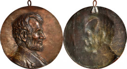 Undated (ca. 1909) Abraham Lincoln Portrait Medal. Cunningham-Unlisted. Tin, Cast, Copper-Plated. Extremely Fine.

134 mm. Rugged high relief bust o...