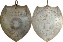 1808 Masonic Mark Masters Medal. Silver. Presented to Stephen Tuttle, Jr.

51 mm x 62 mm, shield-shaped. 14.82 grams. Pierced at top for suspension,...