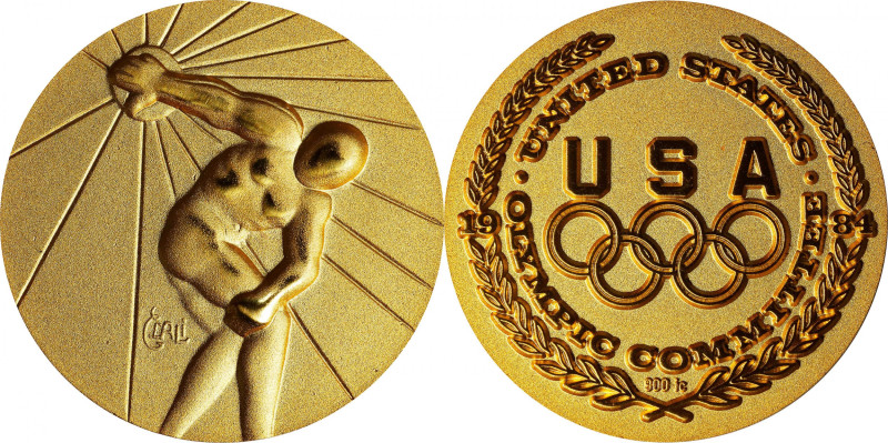 United States. 1984 United States Olympic Committee Medal. By Salvador Dali. Gol...