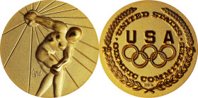 United States. 1984 United States Olympic Committee Medal. By Salvador Dali. Gold. Mint State.

30 mm. 18 grams, .900 fine, 16.2 grams AGW. Obv: Nud...