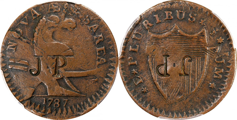 1787 New Jersey Copper. Maris 56-n, W-5310. Rarity-1. No Sprig Above Plow, Camel...