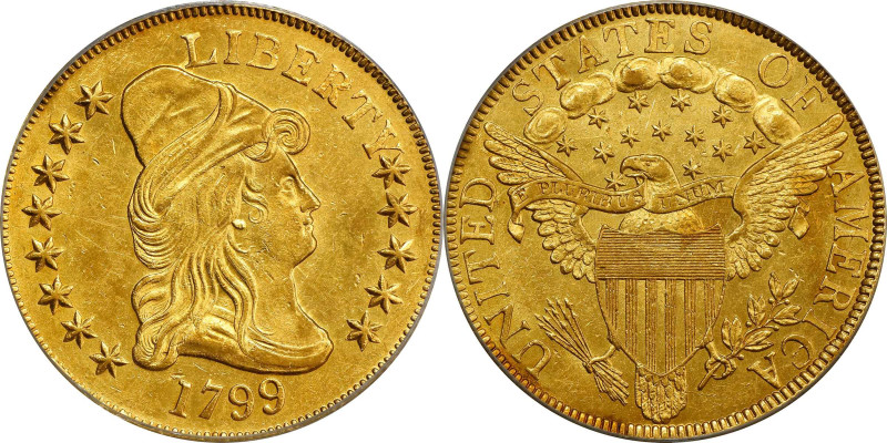 1799 Capped Bust Right Eagle. BD-8, Taraszka-20. Rarity-5. Small Obverse Stars. ...