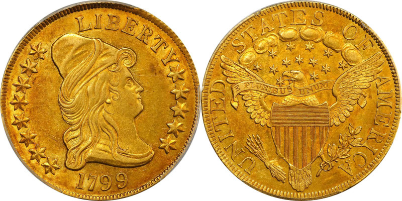 1799 Capped Bust Right Eagle. BD-10, Taraszka-22. Rarity-3. Large Stars Obverse....