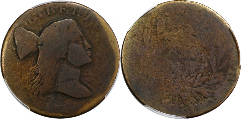 1795 Liberty Cap Cent. S-80. Rarity-5-. Jefferson Head. Plain Edge. Good-4 (PCGS...