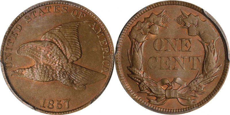 1857 Flying Eagle Cent. Type of 1857. MS-63 (PCGS). CAC. Eagle Eye Photo Seal.
...