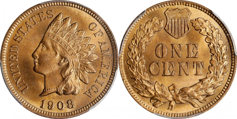 1908 Indian Cent. MS-66 RD (PCGS).

With vivid mint color to smartly impressed...