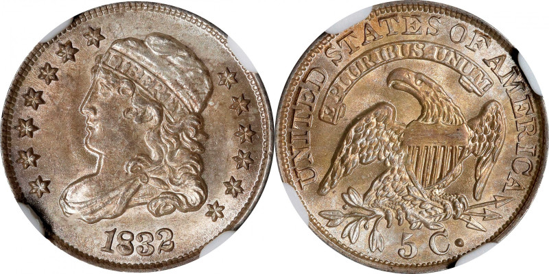 1832 Capped Bust Half Dime. LM-12. Rarity-2. MS-64 (NGC). CAC.

The satiny and...