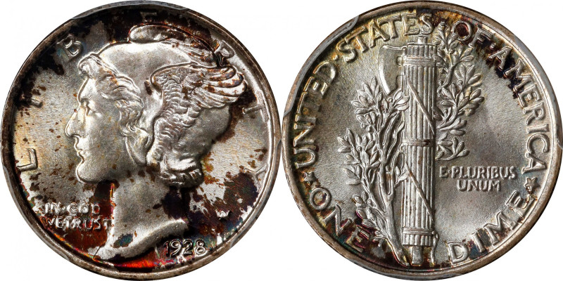 1928 Mercury Dime. MS-67+ FB (PCGS). CAC.

A wonderfully preserved survivor fe...