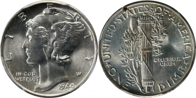 1940 Mercury Dime. MS-68 FB (PCGS).

Condition Census quality for this otherwi...