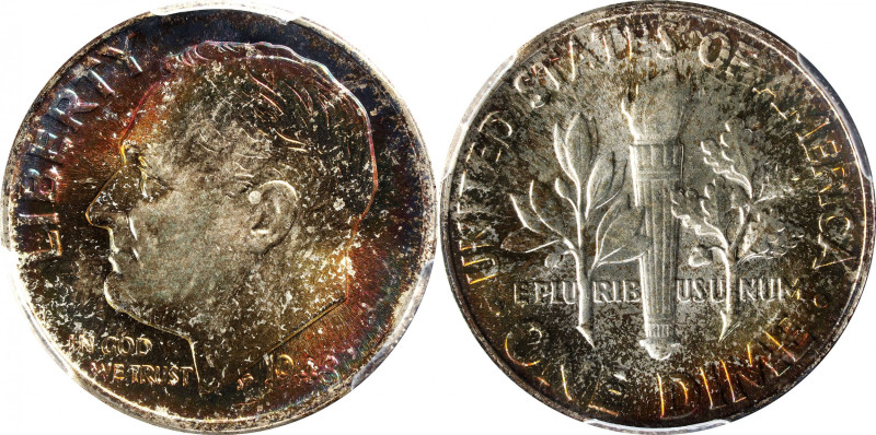 1948 Roosevelt Dime. MS-68 FB (PCGS). QA.

The amazing multicolored iridescenc...