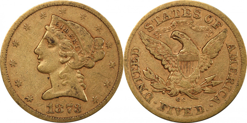 1873-CC Liberty Head Half Eagle. Winter 1-A. VF-30 (PCGS). CAC.

From one of t...