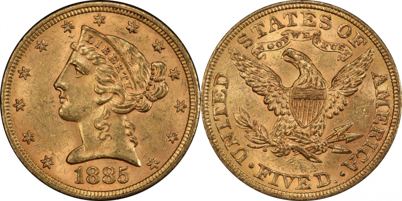 1885 Liberty Head Half Eagle. MS-62 (PCGS). CAC.

A sharp and inviting example...