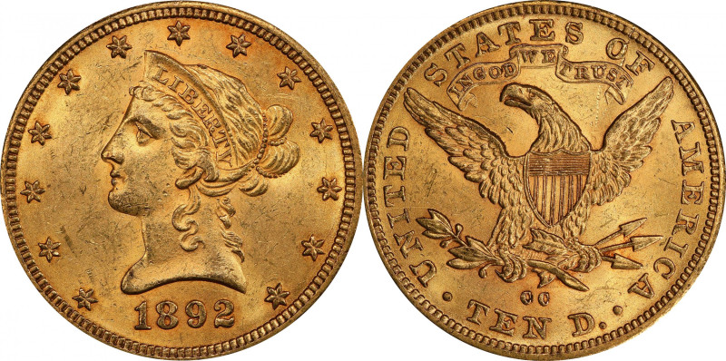 1892-CC Liberty Head Eagle. Winter. MS-61 (PCGS). CAC.

This impressive and co...