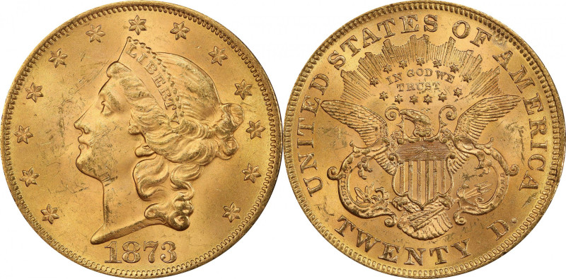 1873 Liberty Head Double Eagle. Open 3. MS-64 (PCGS).

An extraordinary Type I...