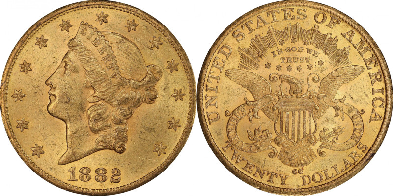 1882-CC Liberty Head Double Eagle. MS-62 (PCGS).

An outstanding condition rar...