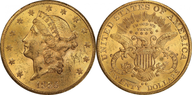 1885-CC Liberty Head Double Eagle. MS-62 (PCGS).

Simply put, this is one of t...