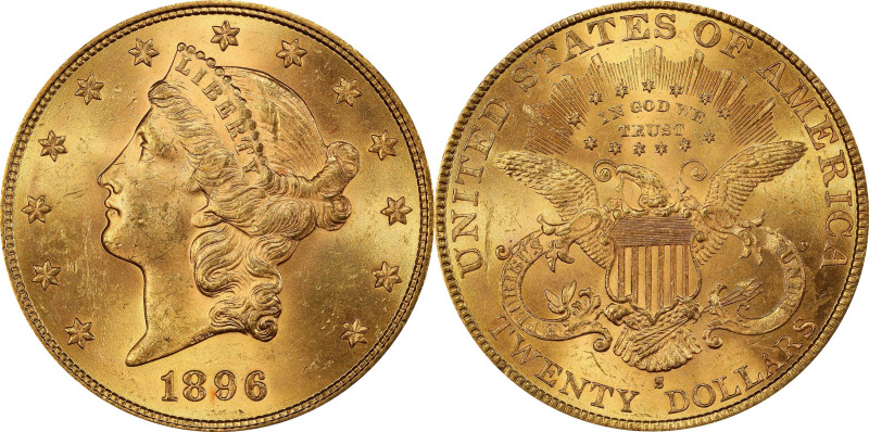 1896-S Liberty Head Double Eagle. MS-63 (PCGS).

A bright and beautiful exampl...