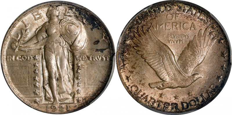 1921 Standing Liberty Quarter. MS-64 FH (PCGS).

Splashes of russet peripheral...