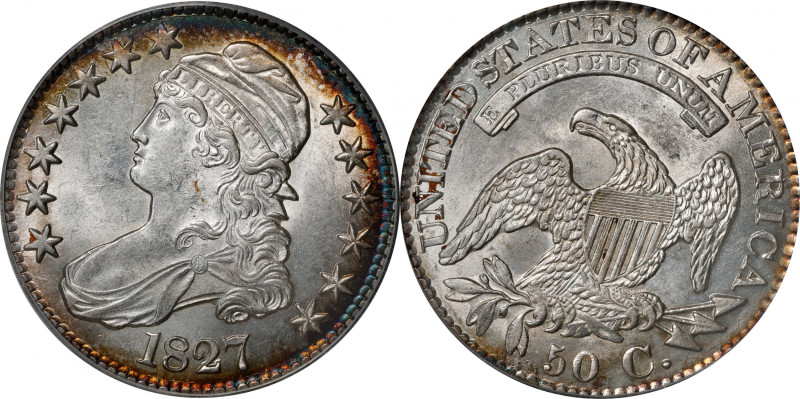 1827 Capped Bust Half Dollar. O-115. Rarity-3. Square Base 2. MS-61 (PCGS). OGH....