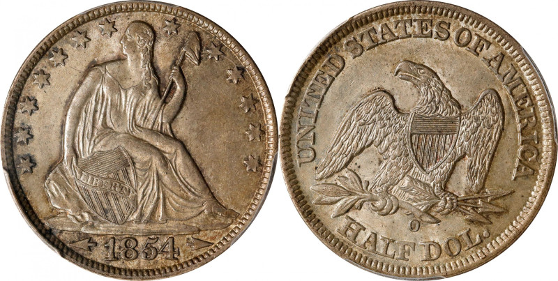 1854-O Liberty Seated Half Dollar. Arrows. WB-3. Rarity-1. MS-62 (PCGS). CAC.
...