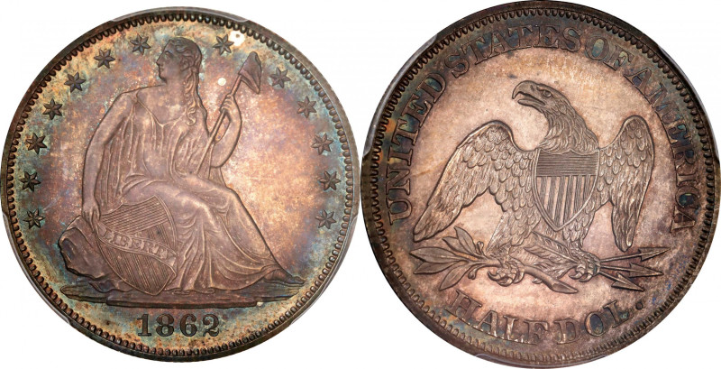 1862 Liberty Seated Half Dollar. Proof-66 (PCGS).

A lovely premium Gem, the c...