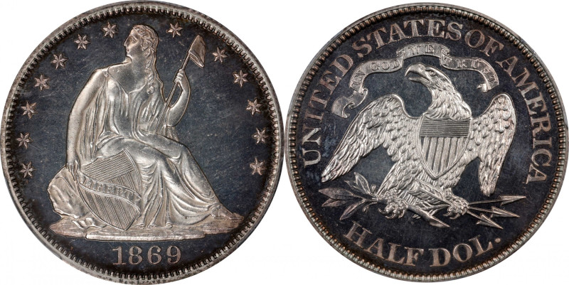 1869 Liberty Seated Half Dollar. Proof-64 (PCGS). CAC.

Delicate peripheral to...