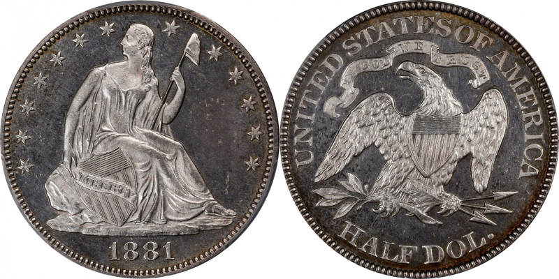 1881 Liberty Seated Half Dollar. WB-102. Type II Reverse. MS-64 (PCGS).

Point...