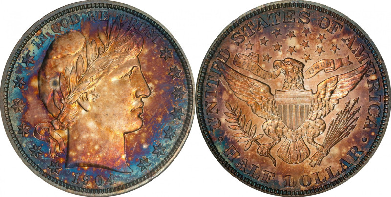 1904 Barber Half Dollar. Proof-63 (NGC). CAC. OH.

Remarkably vivid surfaces a...