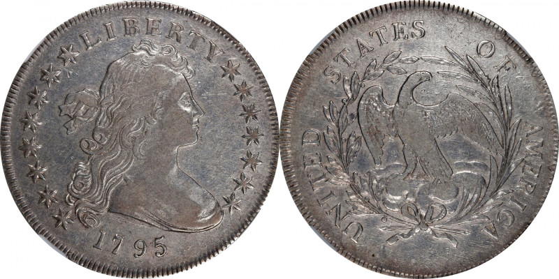 1795 Draped Bust Silver Dollar. BB-52, B-15. Rarity-2. Centered Bust. VF-30 (NGC...