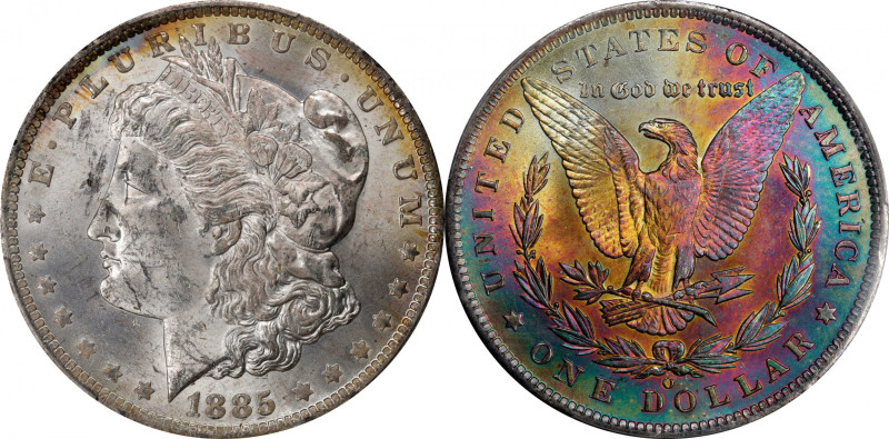 1885-O Morgan Silver Dollar. MS-63 (PCGS).

This delightful 1885-O combines a ...