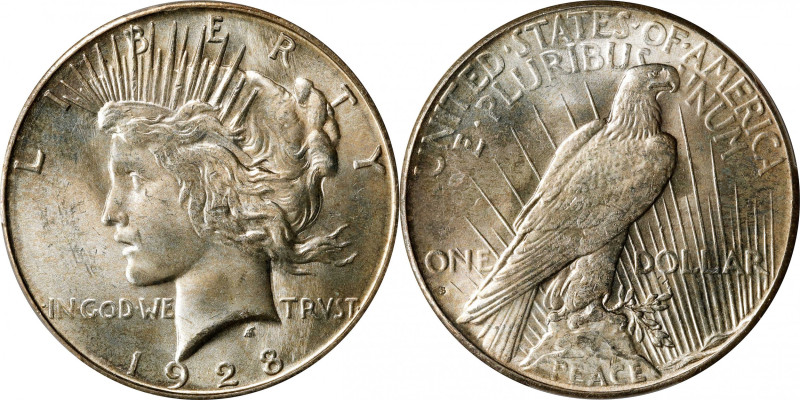 1928-S Peace Silver Dollar. MS-64+ (PCGS).

This wonderfully original example ...