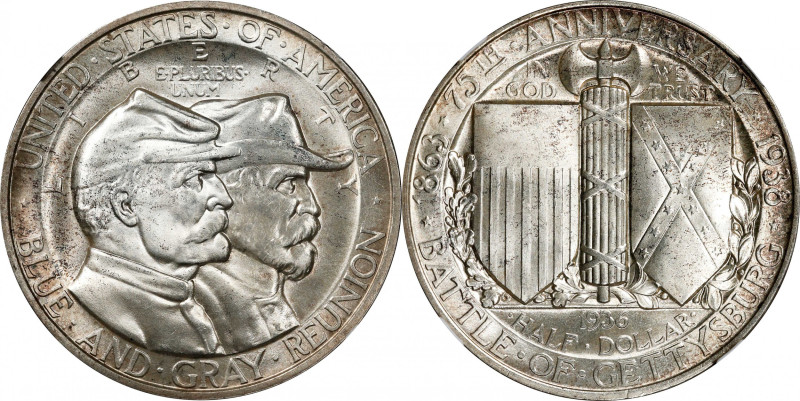 1936 Gettysburg Anniversary. MS-67+ (NGC).

Satiny surfaces and lightly toned ...