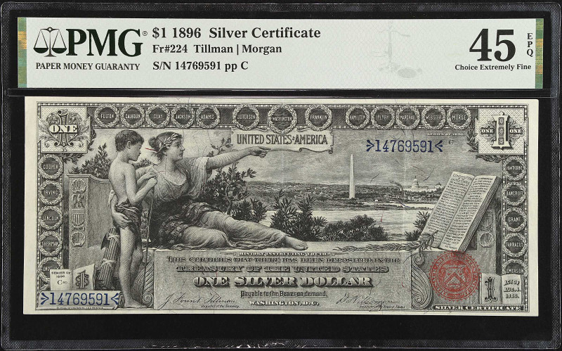 Fr. 224. 1896 $1 Silver Certificate. PMG Choice Extremely Fine 45 EPQ.

An exc...