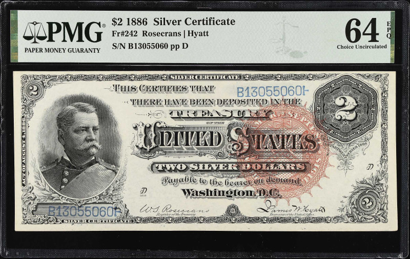 Fr. 242. 1886 $2 Silver Certificate. PMG Choice Uncirculated 64 EPQ.

n attrac...