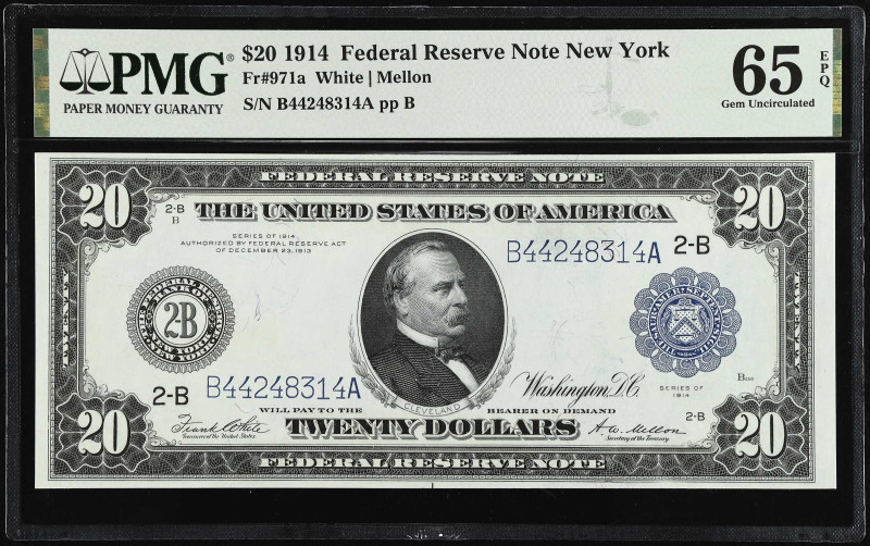 Fr. 971a. 1914 $20 Federal Reserve Note. New York. PMG Gem Uncirculated 65 EPQ....