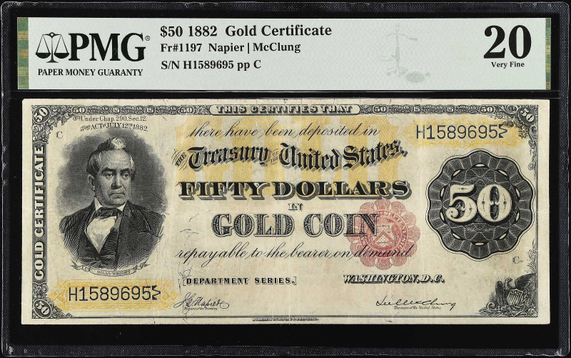 Fr. 1197. 1882 $50 Gold Certificate. PMG Very Fine 20.

This note escalates qu...