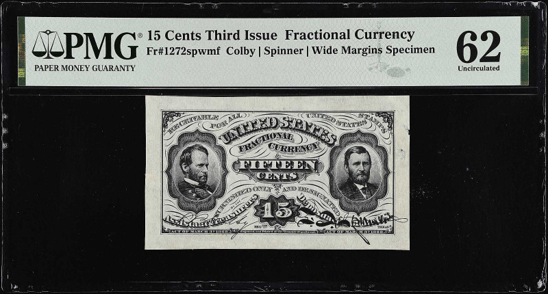 Lot of (2). Fr. 1272spwmf & 1273-5spnmb. 15 Cents. Third Issue. PMG Uncirculated...