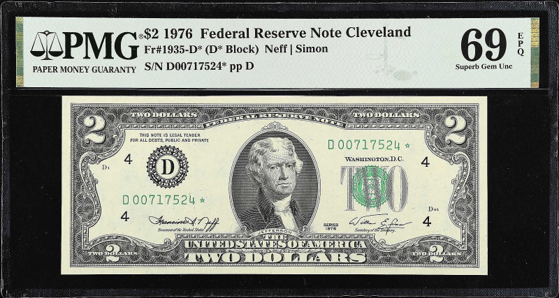 Fr. 1935-D*. 1976 $2 Federal Reserve Star Note. Cleveland. PMG Superb Gem Uncirc...