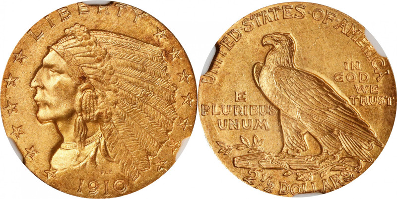 1910 Indian Quarter Eagle. MS-64+ (NGC).

Both the obverse and the reverse are...