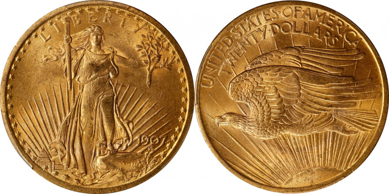 1907 Saint-Gaudens Double Eagle. Arabic Numerals. MS-63 (PCGS). CAC.

A wonder...