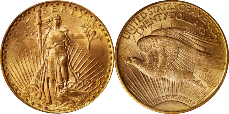 1924 Saint-Gaudens Double Eagle. MS-63 (PCGS). CAC--Gold Label. OGH--Doily.

A...