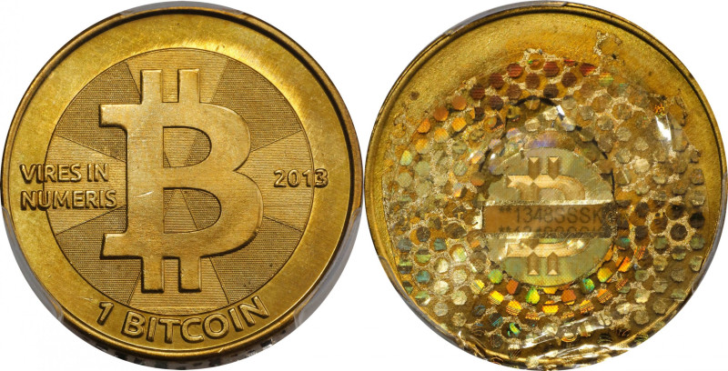 Redeemed 2013 Casascius 1 Bitcoin (BTC). Firstbits 1348SSSK. Series 2. Brass. 25...