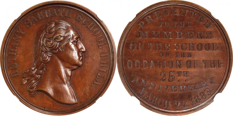 1883 Bethany Sabbath School Medal. By Charles E. Barber. Musante GW-982, Baker-3...