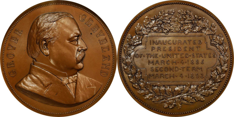 1893 Grover Cleveland Presidential Medal. Second Term. By Charles E. Barber. Fai...