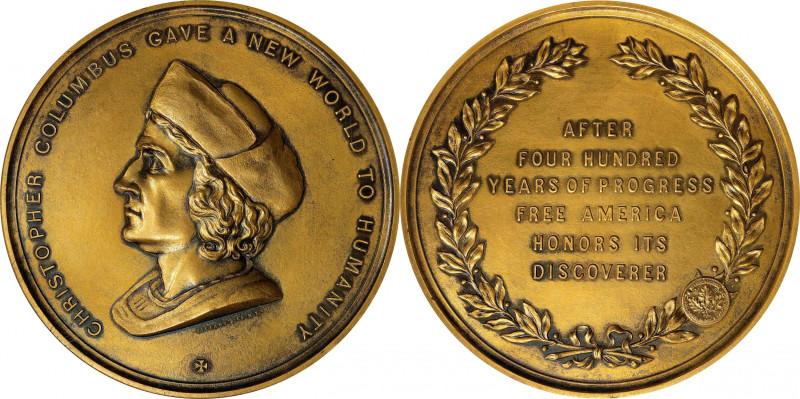 Undated (1893) Columbus Quartercentenary Medal. By James H. Whitehouse, Engraved...