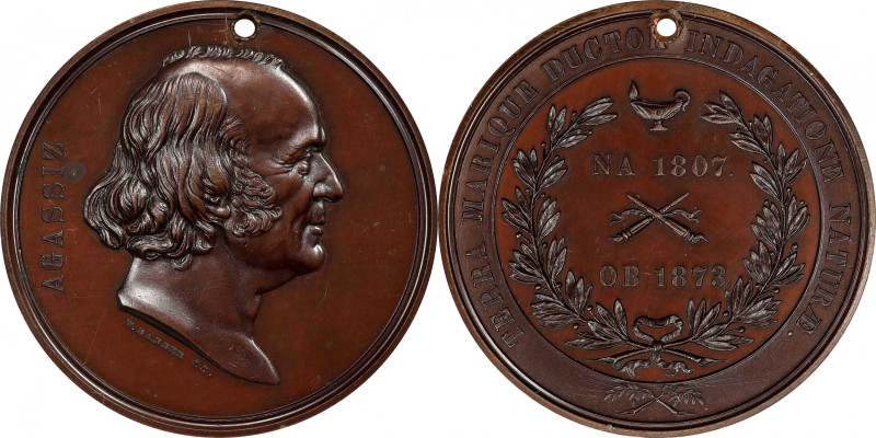 "1873" (post-1874) Louis Agassiz Medal. By William Barber. Julian PE-1. Bronzed ...