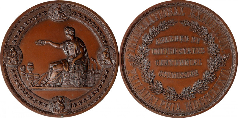 1876 Centennial Award Medal, by Henry Mitchell, Harkness Nat-300, Julian AM-10, ...