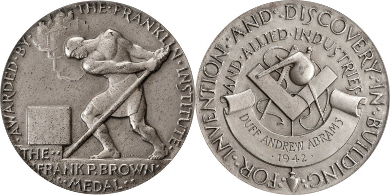 1942 Frank P. Brown Award Medal. By Medallic Art Co., New York. Silver. MS-64 (N...