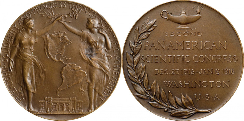 1915/1916 Second Pan-American Scientific Congress Medal. Bronze. About Uncircula...