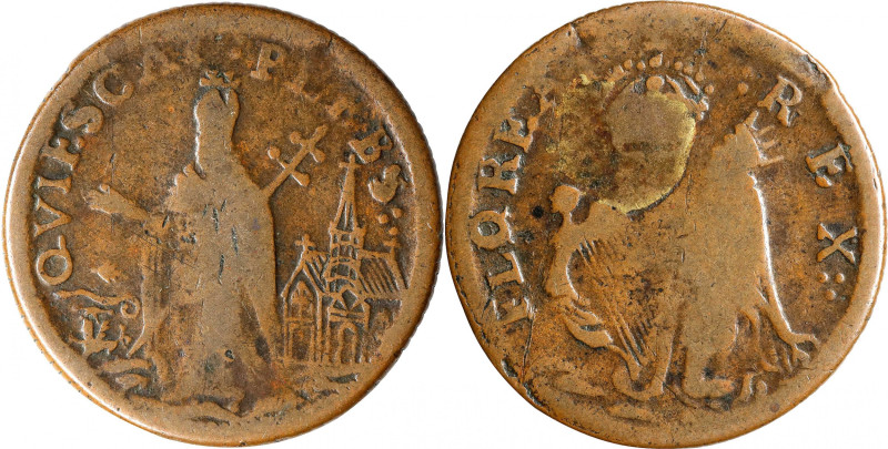 Undated (ca. 1652-1674) St. Patrick Farthing. Martin 3g.1-Fc.2, W-11500. Rarity-...